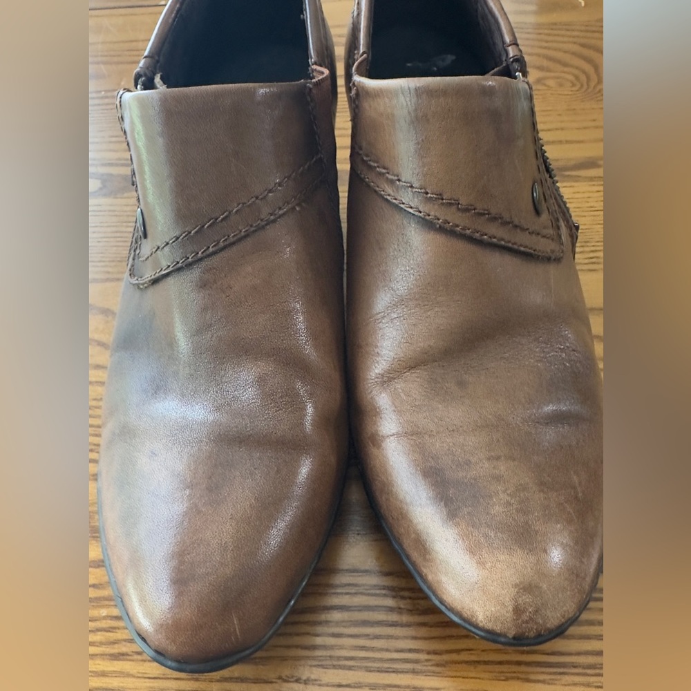 Born Tanya Marrone Short Leather Ankle Boot Booties